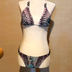 Affliction Sinful White, Purple & Turquoise Swimsuit